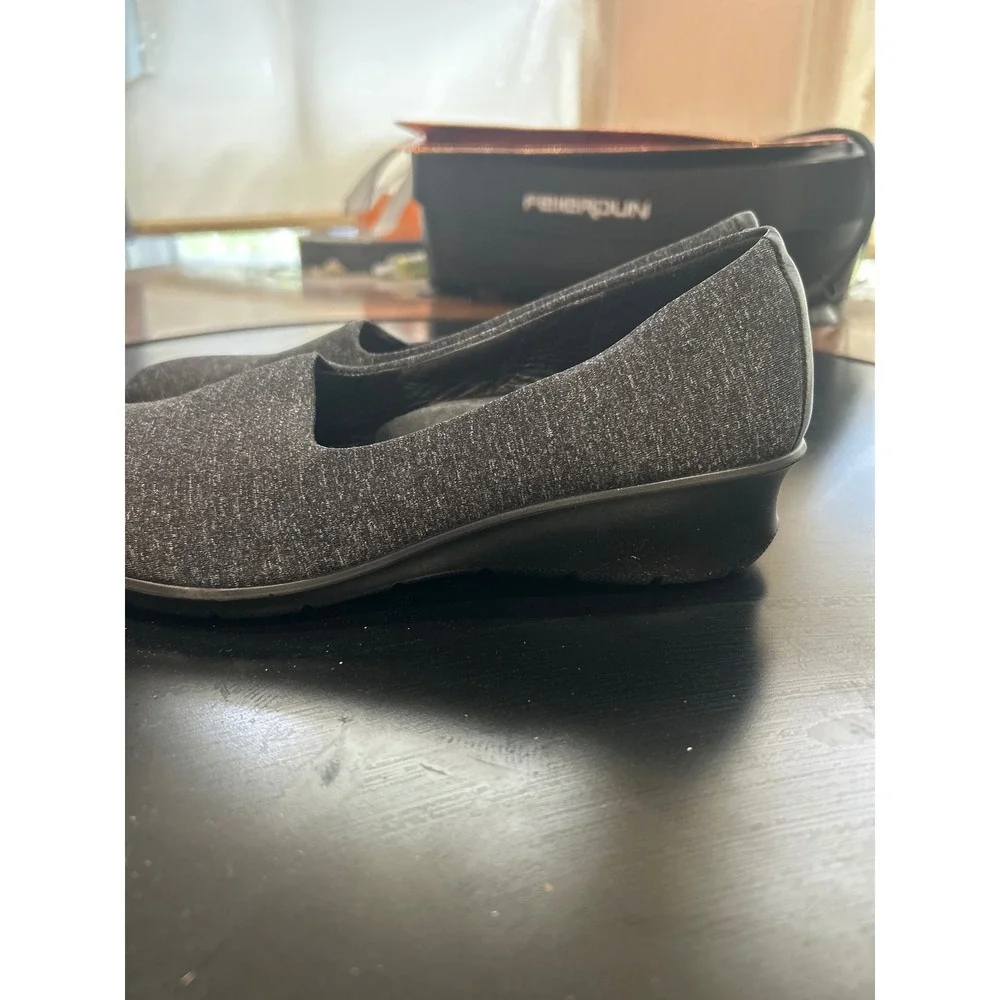 ECCO Soft 7 Wedge Pump Women 38 Charcoal Gray Excellent Slip On Low Heel